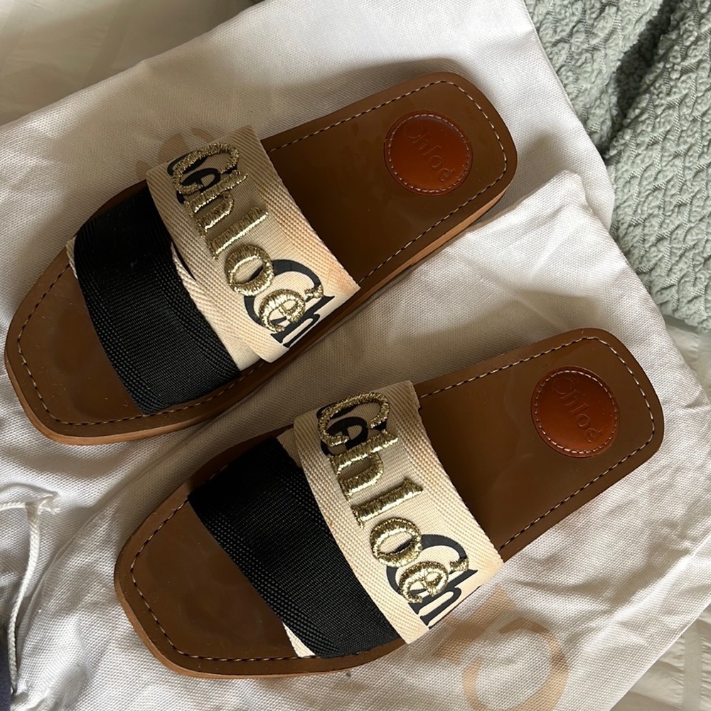CHLOÉ Wooden Flat Mules sandals